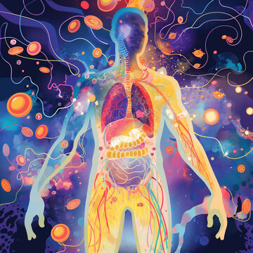 Illustration of the ketosis process in the human