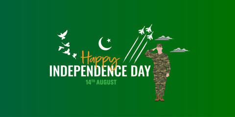 Pakistan Independence Day Creative Design concept 14 August 1947 Pakistani people and Army celebrating the 76th Independence Day of Pakistan, Vector illustration of National Day, Quaid e Azam republic
