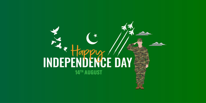 Pakistan Independence Day Creative Design concept 14 August 1947 Pakistani people and Army celebrating the 76th Independence Day of Pakistan, Vector illustration of National Day, Quaid e Azam republic