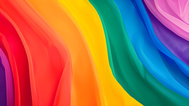 Vivid Spectrum: Flowing rainbow fabric drapes in colorful elegance.