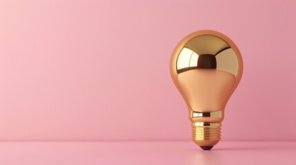 A stylish and elegant gold lightbulb, designed in a minimalist style with clean lines and a sleek, modern look. The image offers ample copy space for customization.