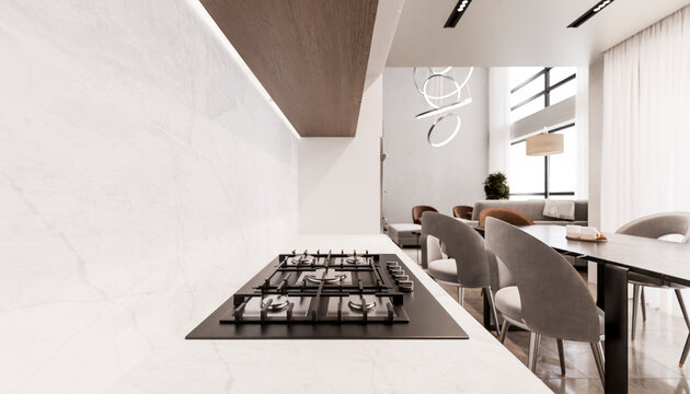 Modern gas stove burner in kitchen