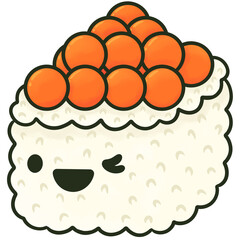 Ikura Nigiri Cute Sushi Character Illustration
