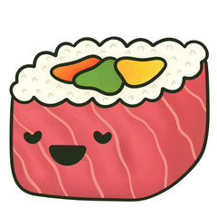 Roll Tuna Cute Sushi Character Illustration