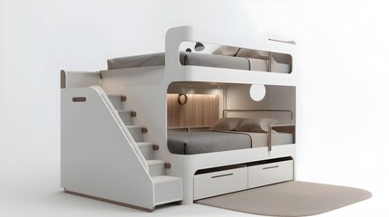 Functional Space-Saving Bunk Bed with Storage for Kids' Bedroom