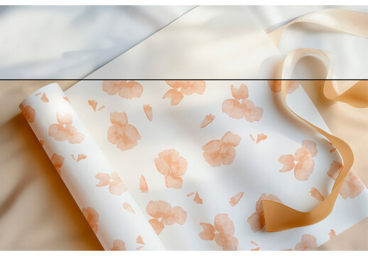 Mockup Paper Pattern Ribbon. Ai Generated