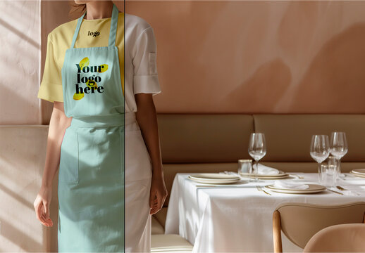 Mockup Women Apron Restaurant Elegant. Ai Generated