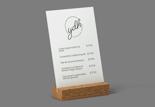 Wood Menu Display Mockup