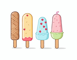 Flat design of ice cream sticks 