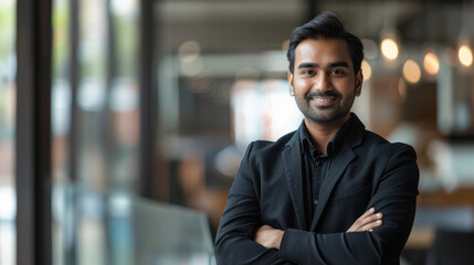 Fototapeta premium young indian businessman standing at office