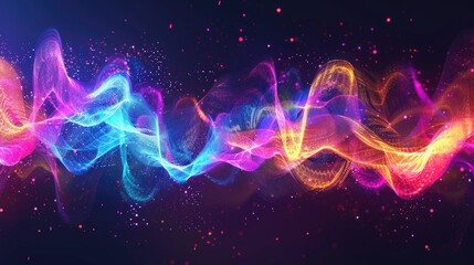 Fototapeta premium Abstract sound-wave background with colorful audio frequencies, perfect for music and tech-related themes.