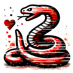 Obraz premium grunge green wood snake 