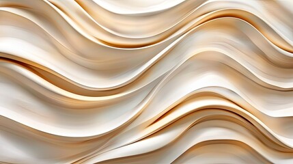 Obraz premium Beige 3D decorative wall panel with wavy pattern, light brown pearl texture, abstract art structure, macro interior backdrop.