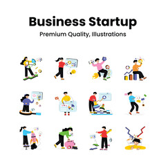 Have a Look at This Trendy Set of Flat Design Illustrations of Business and Its Productivity