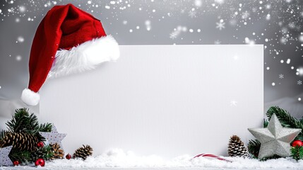 Large white blank banner with space for text on the left side festive holiday backdrop christmas or...