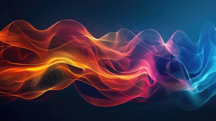 Colorful smoke wave in abstract form, swirling and flowing vibrantly, ideal for creative and dynamic visuals.