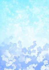 水色の花びらが流れる幻想的なテクスチャ背景