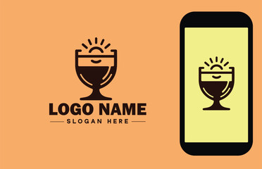 Glassware company icon Glassworks Glass production firm Glass manufacturer flat logo sign symbol editable vector