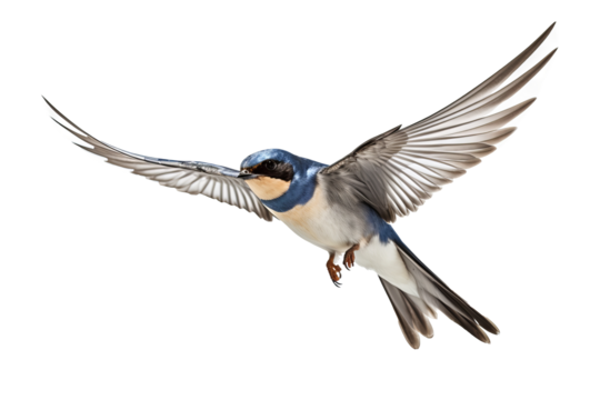 Flying swallow bird illustration PNG with transparent background for nature-themed designs and artistic projects