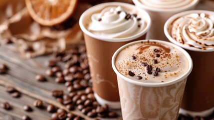 Delicious Cup of Coffee with Cream and Chocolate Sprinkles on Top, Perfectly Crafted for a Rich and Indulgent Experience