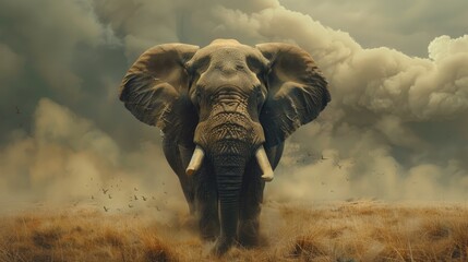 Fototapeta premium Matte painting the head of an elephant