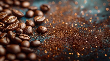 Realistic coffee beans texture background high resolution International coffee day