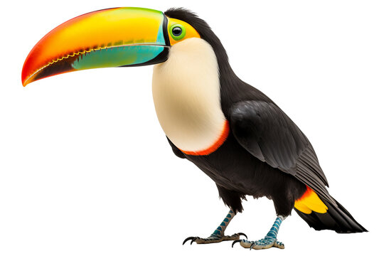 Colorful toucan PNG with detailed feathers isolated on transparent background for nature and wildlife design projects