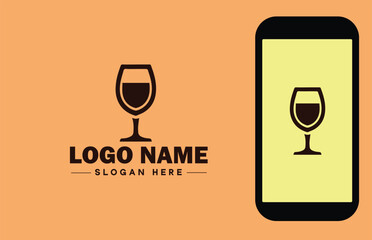 Glassware company icon Glassworks Glass production firm Glass manufacturer flat logo sign symbol editable vector