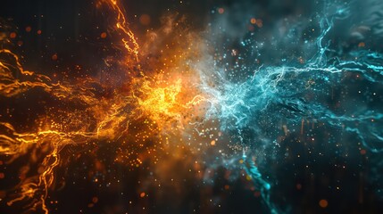 Obraz premium Ethereal Cosmic Fire, Dynamic Energies Explosion in Vibrant Colors Background
