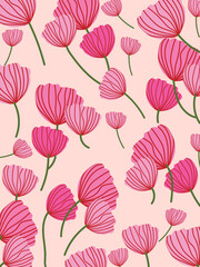 Colorful summer floral, flowers and plants pattern hand drawn vector design background for textile, fabric, banner.