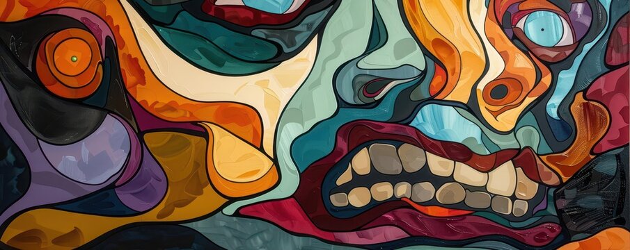 Hunger Pangs An abstract representation of hunger pangs, using distorted shapes and colors to evoke discomfort and unease