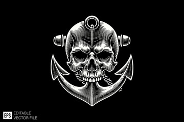 Dark art scary skull head vector illustration design