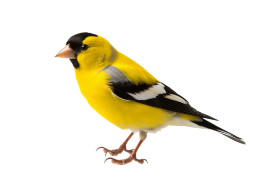 Elegant goldfinch isolated on transparent background for ornithology and nature-themed design projects