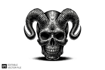 Naklejka premium Dark art scary skull head vector illustration design