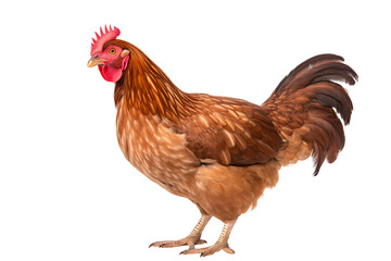 Fototapeta premium realistic PNG of a hen with detailed feathers and natural coloring isolated on transparent background for farm and agriculture design projects