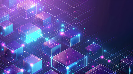 Obraz premium Abstract geometric background with isometric digital blocks. Blockchain concept and modern technology. Generative Ai.