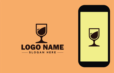 Glassware company icon Glassworks Glass production firm Glass manufacturer flat logo sign symbol editable vector