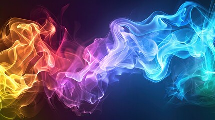 Obraz premium Vibrant wave of abstract colorful smoke, flowing and swirling beautifully, ideal for creative and dynamic designs.