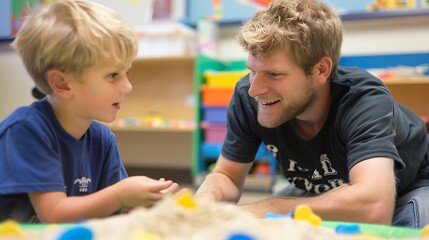 Happy School Counselor Helping a Child






