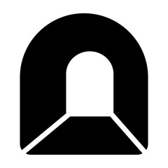 A filled style icon of tunnel sign