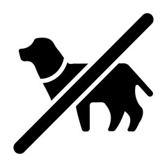 A filled style icon of no dogs sign