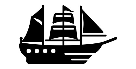 A solid style icon of gaff ketch 