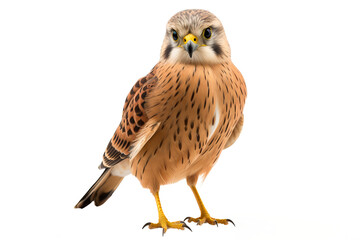 Obraz premium Kestrel in flight PNG, isolated on transparent background, ideal for wildlife and nature design projects, featuring a detailed bird of prey with outstretched wings and sharp features