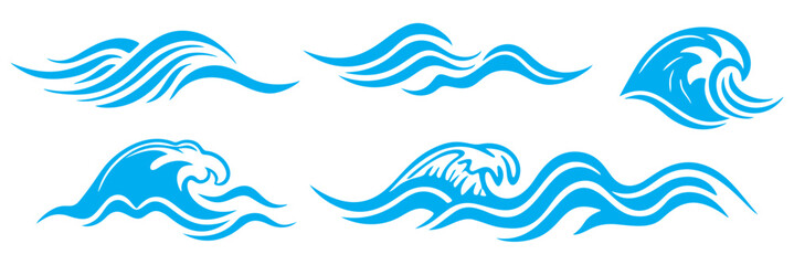 Ocean and sea waves set vector