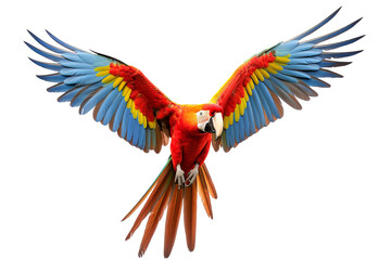Obraz premium Colorful macaw parrot with vibrant feathers isolated on transparent background, ideal for tropical and exotic design projects