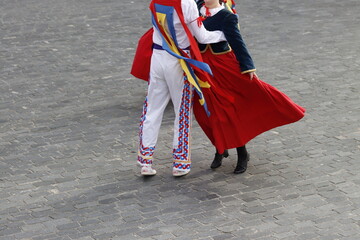  Basque folk dancers in an outdoor event