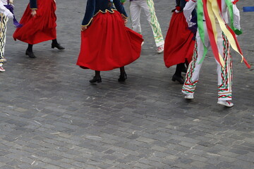  Basque folk dancers in an outdoor event
