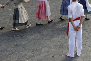  Basque folk dancers in an outdoor event