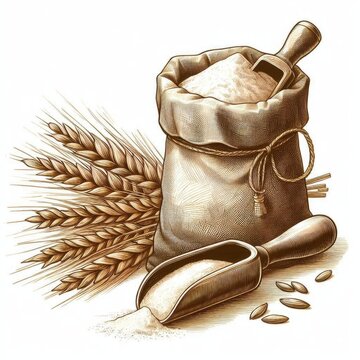 wheat bag flour scoop still life clip art preview