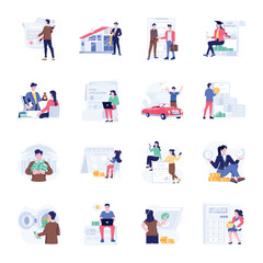 Fototapeta premium Collection of Loan Operations Flat Illustrations